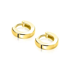 11,5mm ZINZI gold plated zilveren oorringen met vierkante gladde buis 3mm, luxe klapsluiting ZIO2860G