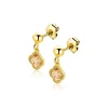 14mm ZINZI gold plated zilveren oorstekers met licht bruine klavers 7mm ZIO2905C