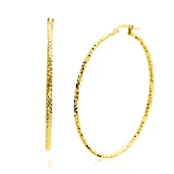 52mm ZINZI gold plated zilveren grote oorringen met gefacetteerde buis en handige bovensluiting ZIO2912G