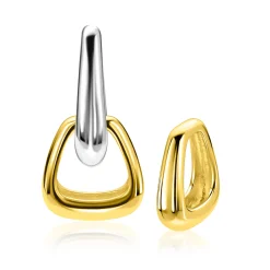 16mm ZINZI goldplated zilveren oorbedels in een luxe tasvorm ZICH2805G (zonder oorringen)