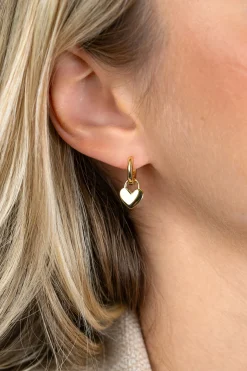 9mm ZINZI goldplated zilveren oorbedels glanzend hart ZICH2673G (zonder oorringen)