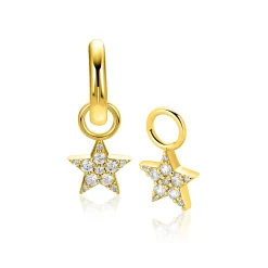 8,5mm ZINZI goldplated zilveren oorbedels fonkelende ster ZICH2138Y (zonder oorringen)