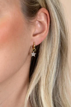 8,5mm ZINZI goldplated zilveren oorbedels fonkelende ster ZICH2138Y (zonder oorringen)