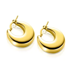 22mm ZINZI gold plated zilveren oorringen met brede buis (7mm) en rond aflopend, handige bovensluiting  ZIO2751G