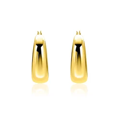 22mm ZINZI gold plated zilveren oorringen met brede buis (7mm) en rond aflopend, handige bovensluiting  ZIO2751G