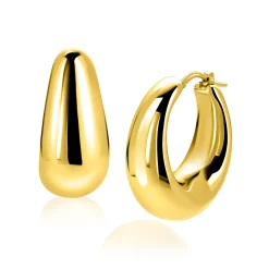 31mm ZINZI gold plated zilveren oorringen met brede buis (9mm) en ovaal model, handige bovensluiting  ZIO2750G
