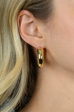 28mm ZINZI gold plated zilveren oorringen met brede buis (8mm) en rond model, handige bovensluiting  ZIO2749G