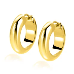 28mm ZINZI gold plated zilveren oorringen met brede buis (8mm) en rond model, handige bovensluiting  ZIO2749G