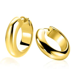 28mm ZINZI gold plated zilveren oorringen met brede buis (8mm) en rond model, handige bovensluiting  ZIO2749G