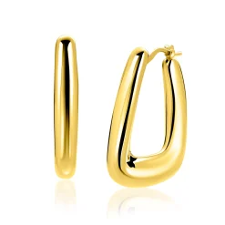 33mm ZINZI gold plated zilveren oorringen met brede buis en rechthoekig model, handige bovensluiting  ZIO2748G