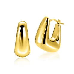 24mm ZINZI gold plated zilveren oorringen met brede buis, vierkante look en handige bovensluiting ZIO2747G