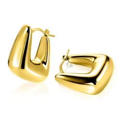 24mm ZINZI gold plated zilveren oorringen met brede buis, vierkante look en handige bovensluiting ZIO2747G