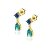 17,5mm ZINZI gold plated zilveren oorstekers turquoise peer en blauwe ruitvorm ZIO2745