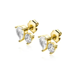 6,5mm ZINZI gold plated zilveren oorstekers peer- en rondvormig met zirkonia ZIO2726Y