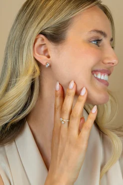 6,5mm ZINZI gold plated zilveren oorstekers peer- en rondvormig met zirkonia ZIO2726Y