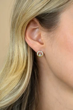 9,5mm ZINZI gold plated zilveren oorstekers open rondje met zirkonia ZIO2725Y
