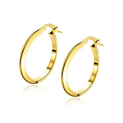 25mm ZINZI gold plated zilveren oorringen met gladde buis 3mm breed en handige bovensluiting ZIO2856G