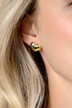 13mm ZINZI gold plated zilveren oorstekers in bolle hart vorm ZIO2672G