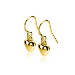 23mm ZINZI gold plated zilveren oorhangers met bol hart ZIO2661
