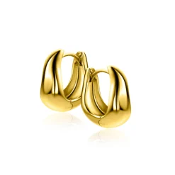 15mm ZINZI gold plated zilveren oorringen organisch gevormd 6,5mm breed met luxe klapsluiting ZIO2609G