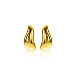 15mm ZINZI gold plated zilveren oorringen organisch gevormd 6,5mm breed met luxe klapsluiting ZIO2609G