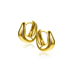 13mm ZINZI gold plated zilveren oorringen organisch gevormd 5,5mm breed met luxe klapsluiting ZIO2608G