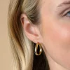22mm ZINZI gold plated zilveren oorringen in trendy tas vorm met gladde buis 4mm breed en handige bovensluiting ZIO2606G