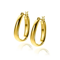 22mm ZINZI gold plated zilveren oorringen in trendy tas vorm met gladde buis 4mm breed en handige bovensluiting ZIO2606G