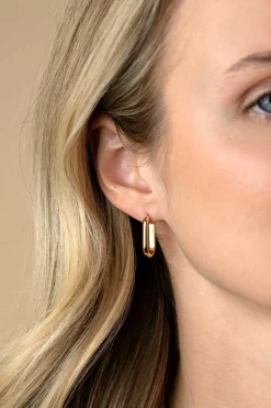 20mm ZINZI gold plated zilveren oorringen in ovale vorm met ronde buis 3mm breed ZIO2605G
