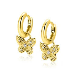 10mm ZINZI gold plated zilveren oorbedels vlinder ZICH2742 (zonder oorringen)