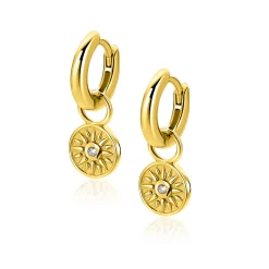 8mm ZINZI gold plated zilveren oorbedels zon ZICH2741 (zonder oorringen)
