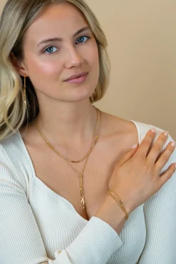 65mm ZINZI gold plated zilveren multi-look oorstekers met bungelende paperclip schakels ZIO2709G