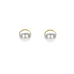 4mm ZINZI gold plated zilveren oorknoppen wit parel ZIO1318Y