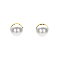 6mm ZINZI gold plated zilveren oorknoppen wit parel ZIO1317Y