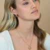 17mm ZINZI gold plated zilveren oorstekers in druppelvorm met golvende rij witte zirkonia's ZIO2707Y