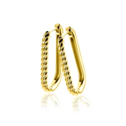 24mm ZINZI gold plated zilveren oorringen in ovale vorm met gedraaide buis en luxe klapsluiting ZIO2692G