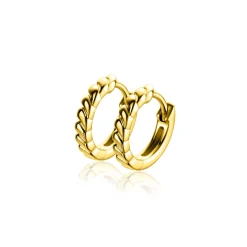 14mm ZINZI gold plated zilveren oorringen met kleine druppels en luxe klapsluiting ZIO2688G
