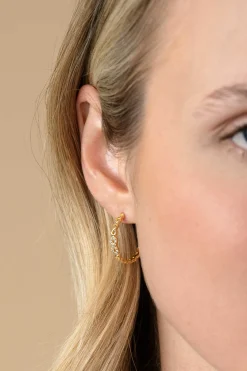 21mm ZINZI gold plated zilveren oorstekers half rond gezet met Infinity schakels, 3mm breed ZIO2591