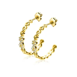21mm ZINZI gold plated zilveren oorstekers half rond gezet met Infinity schakels, 3mm breed ZIO2591