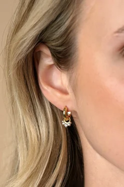 9mm ZINZI gold plated zilveren oorbedels met vijf ronde zettingen in aflopende grootte, bezet met witte zirconia's ZICH2632Y (zonder oorringen)