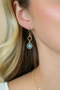 36mm ZINZI gold plated zilveren oorhangers turquoise peer en open rondje ZIO2716G
