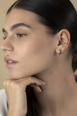 12,5mm ZINZI gold plated zilveren ear cuff gladde buis per stuk geprijsd ZIO-CUFF1G