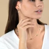 28mm ZINZI gold plated zilveren oorstekers rond vierkant jeansblauw en witgrijs ZIO2526G