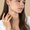 19mm ZINZI gold plated zilveren bicolor oorstekers druppelvorm glad met witte zirconia's ZIO1709Y