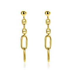 35mm ZINZI gold plated zilveren oorstekers met fijne marine schakels en twee ovale schakels ZIO2413G