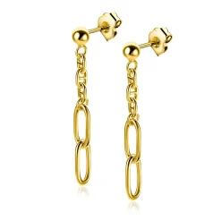 35mm ZINZI gold plated zilveren oorstekers met fijne marine schakels en twee ovale schakels ZIO2413G