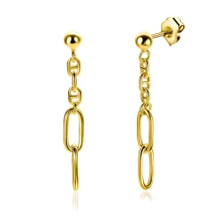 35mm ZINZI gold plated zilveren oorstekers met fijne marine schakels en twee ovale schakels ZIO2413G
