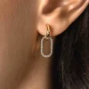 15mm ZINZI gold plated zilveren oorbedels ovale vorm witte zirconia's ZICH2444 (zonder oorringen)