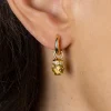 15mm ZINZI gold plated zilveren oorbedels met ronde groen peridot kleurstenen en bezet met witte zirconia's ZICH2428 (zonder oorringen)
