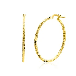 33mm ZINZI gold plated zilveren grote oorringen met gefacetteerde buis en handige bovensluiting ZIO2911G